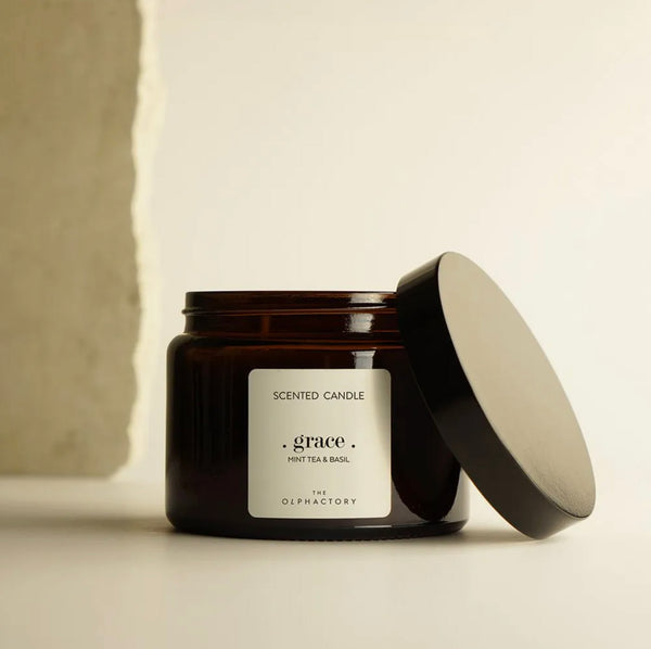 BOUGIE VEGETALE 360 GR MINT TEA AND BASILIC THE OLPHACTORY