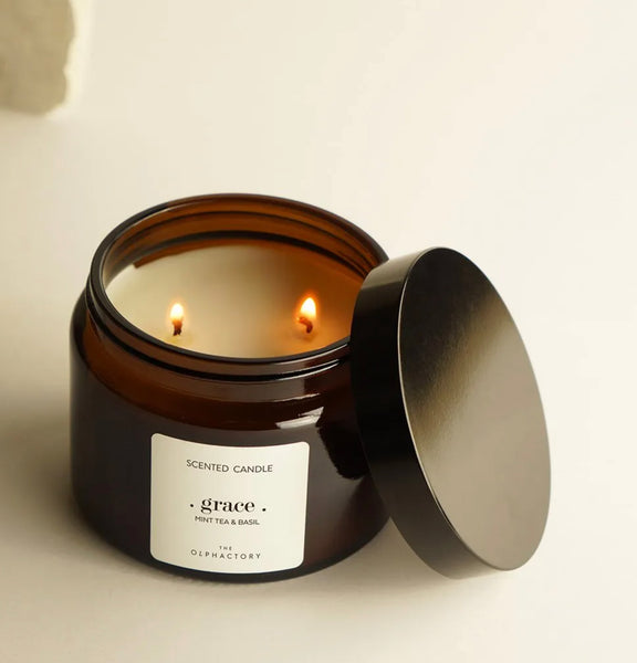BOUGIE VEGETALE 360 GR MINT TEA AND BASILIC THE OLPHACTORY