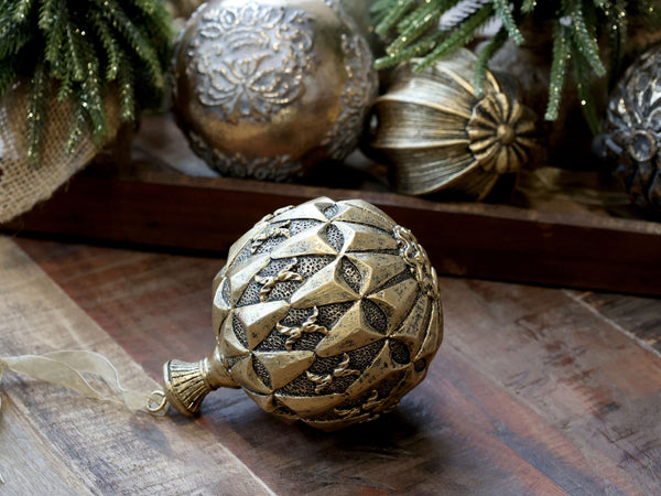 BOULE DE NOËL RONDE RESINE ANTIQUE