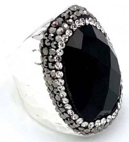 BAGUE ARGENT ONYX