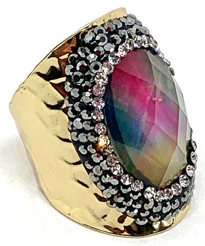 BAGUE COQUILLAGE ARC EN CIEL