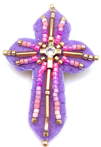 BROCHE CROIX VIOLETTE