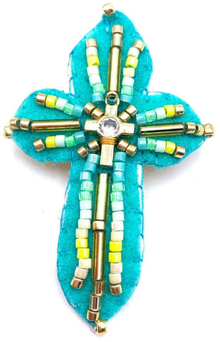 BROCHE CROIX TURQUOISE