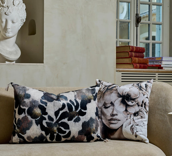 COUSSIN RECTANGLE VELOURS FLEURS PODEVACHE