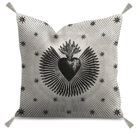 COUSSIN VELOURS ECRU EX VOTO NOIR PODEVACHE