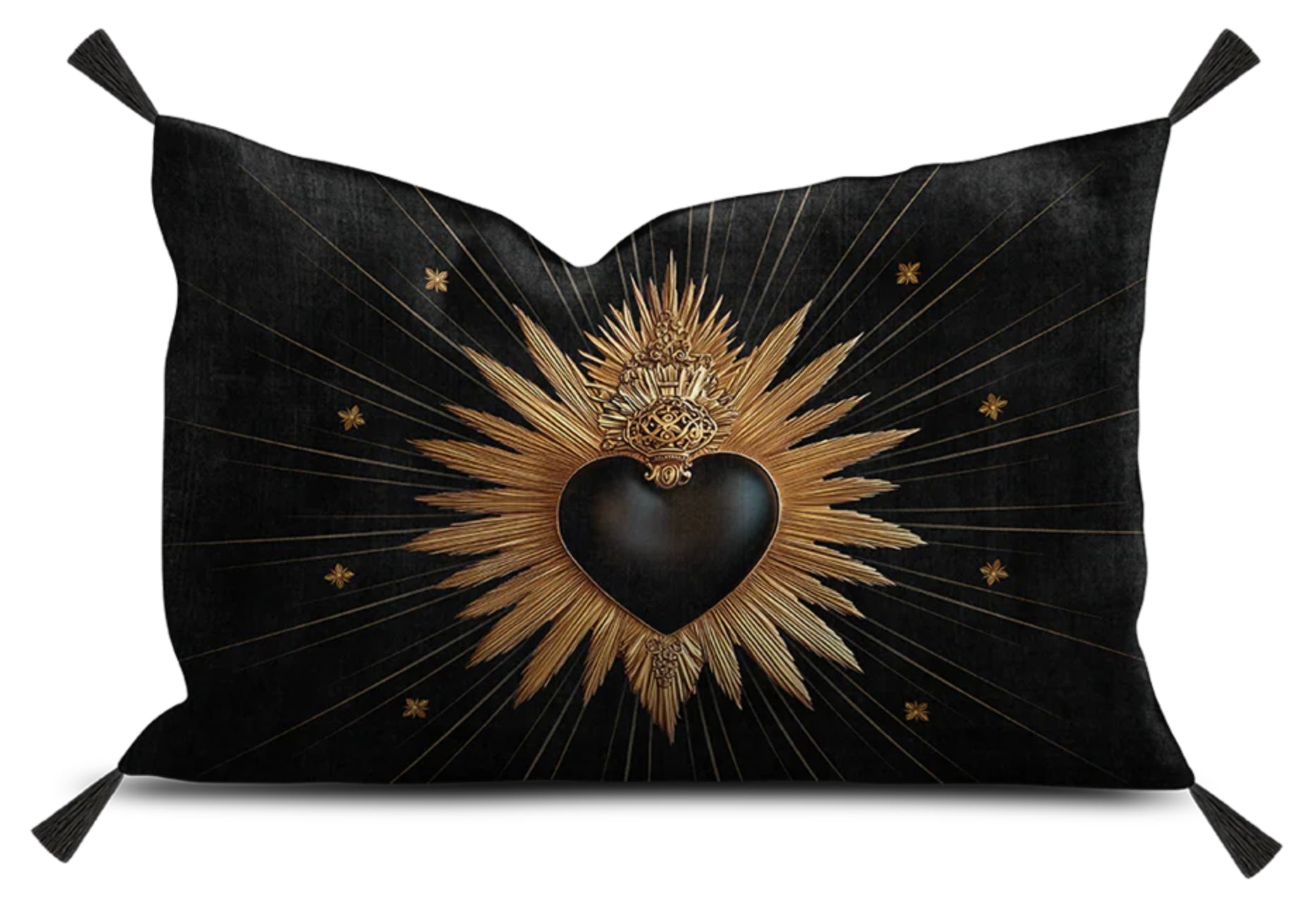 COUSSIN RECTANGLE VELOURS NOIR EX VOTO GOLD PODEVACHE
