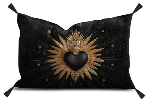 COUSSIN RECTANGLE VELOURS NOIR EX VOTO GOLD PODEVACHE