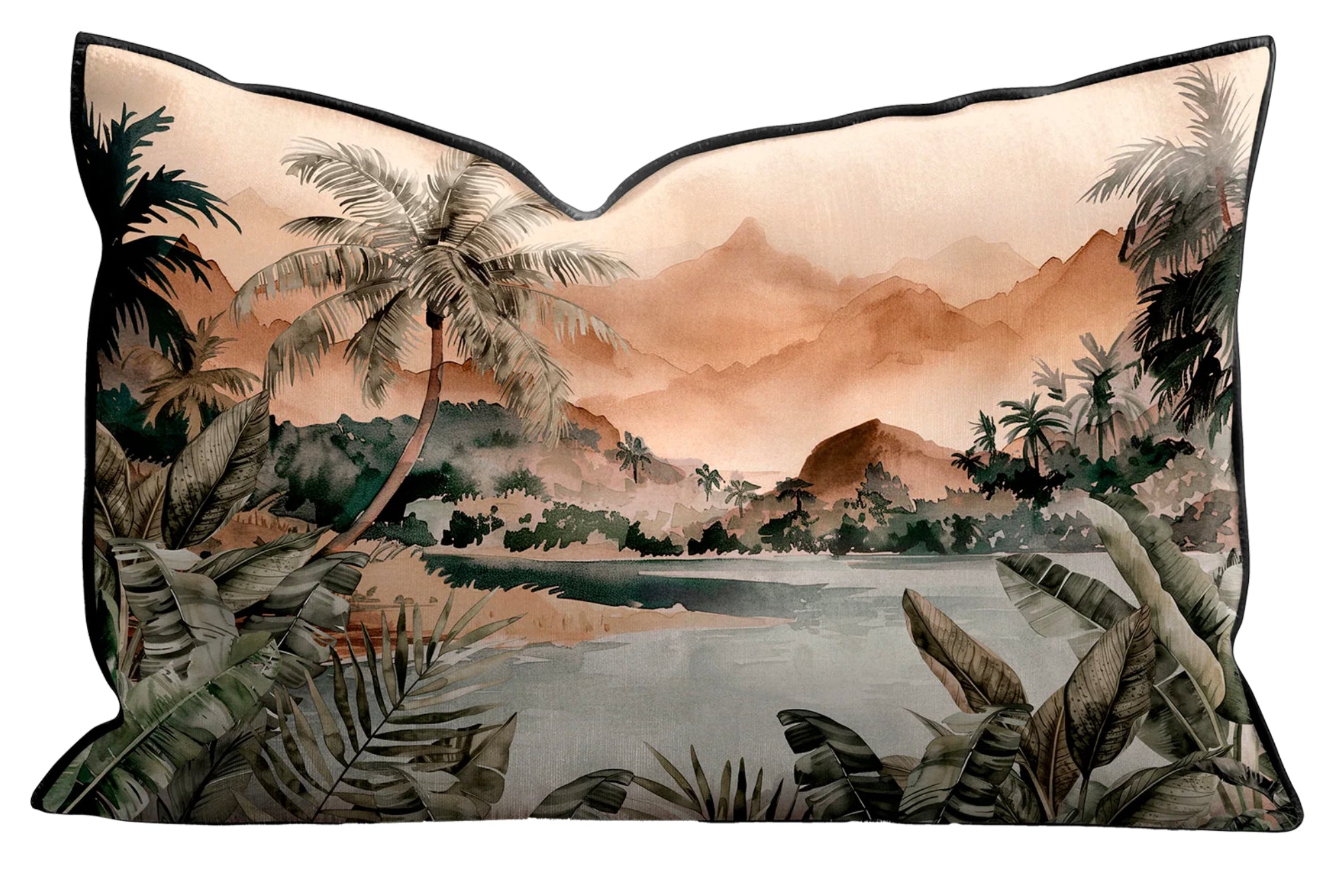 COUSSIN RECTANGLE VELOURS PAYSAGE TROPICAL PODEVACHE