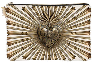 POCHETTE VELOURS ECRU EX VOTO GOLD PODEVACHE