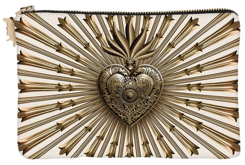 POCHETTE VELOURS ECRU EX VOTO GOLD PODEVACHE