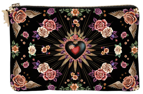 POCHETTE VELOURS NOIR EX VOTO FLEURS PODEVACHE
