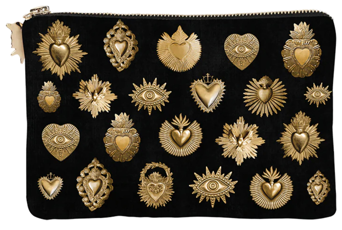 POCHETTE VELOURS NOIR EX VOTO ALL OVER PODEVACHE