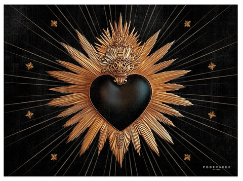 SET DE TABLE VINYLE NOIR COEUR GOLD PODEVACHE