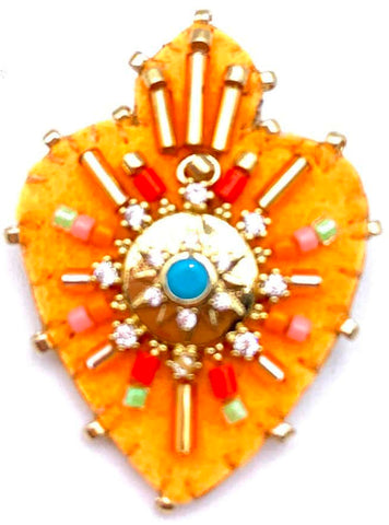 BROCHE COEUR ORANGE