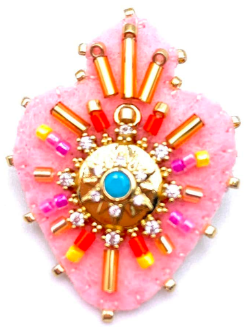 BROCHE COEUR ROSE