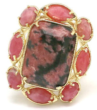 BAGUE AURORE RHODONITE