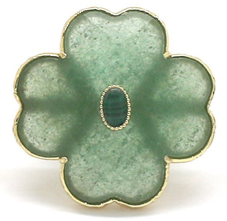 BAGUE TREFLE QUARTZ FRAISE VERT