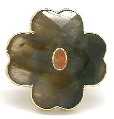 BAGUE TREFLE LABRADORITE