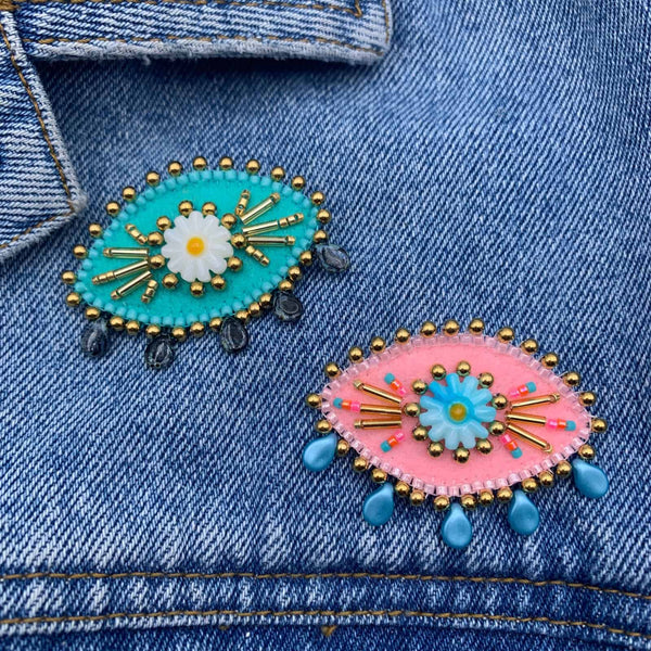 BROCHE OEIL ROSE