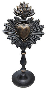 COEUR EX VOTO NOIR SUR PIED EMDE