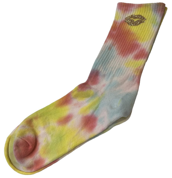 CHAUSSETTES TIE DYE JAUNE BISOU PARISIENNE.KOM