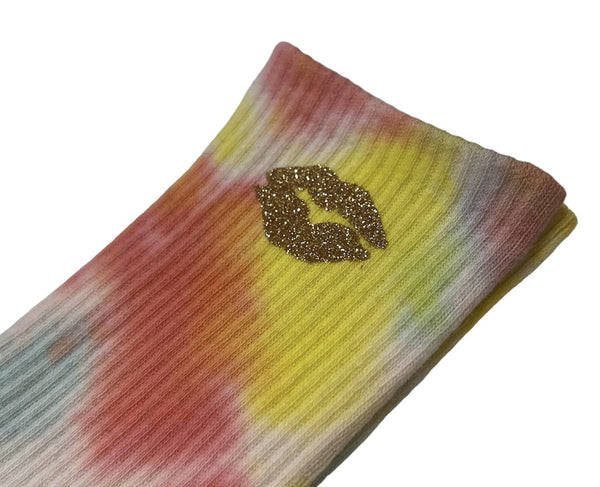 CHAUSSETTES TIE DYE JAUNE BISOU PARISIENNE.KOM