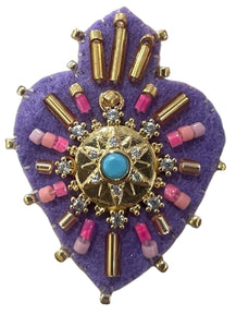 BROCHE COEUR VIOLET