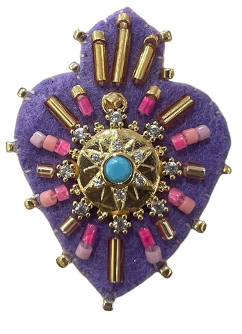BROCHE COEUR VIOLET