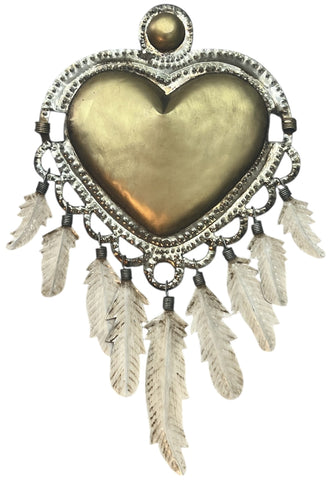 COEUR EX VOTO DREAM CATCHER OR ARTISANAT MEXICAIN