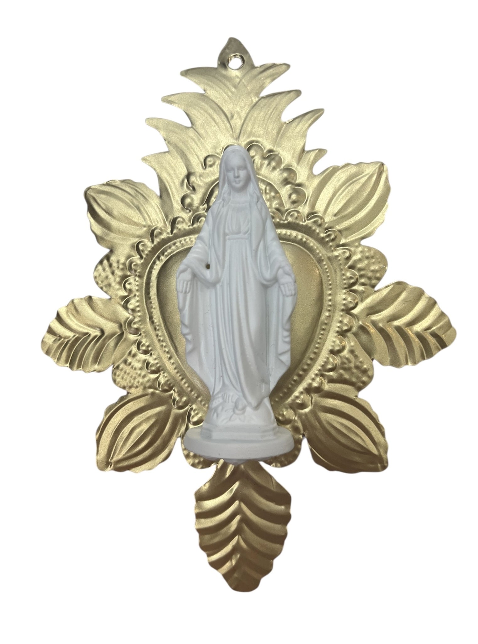 COEUR EX VOTO OR VIERGE BLANCHE ARTISANAT MEXICAIN