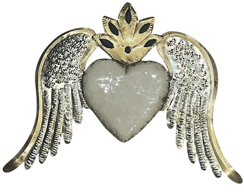 COEUR EX VOTO ESPERANZA BLANC ARTISANAT MEXICAIN