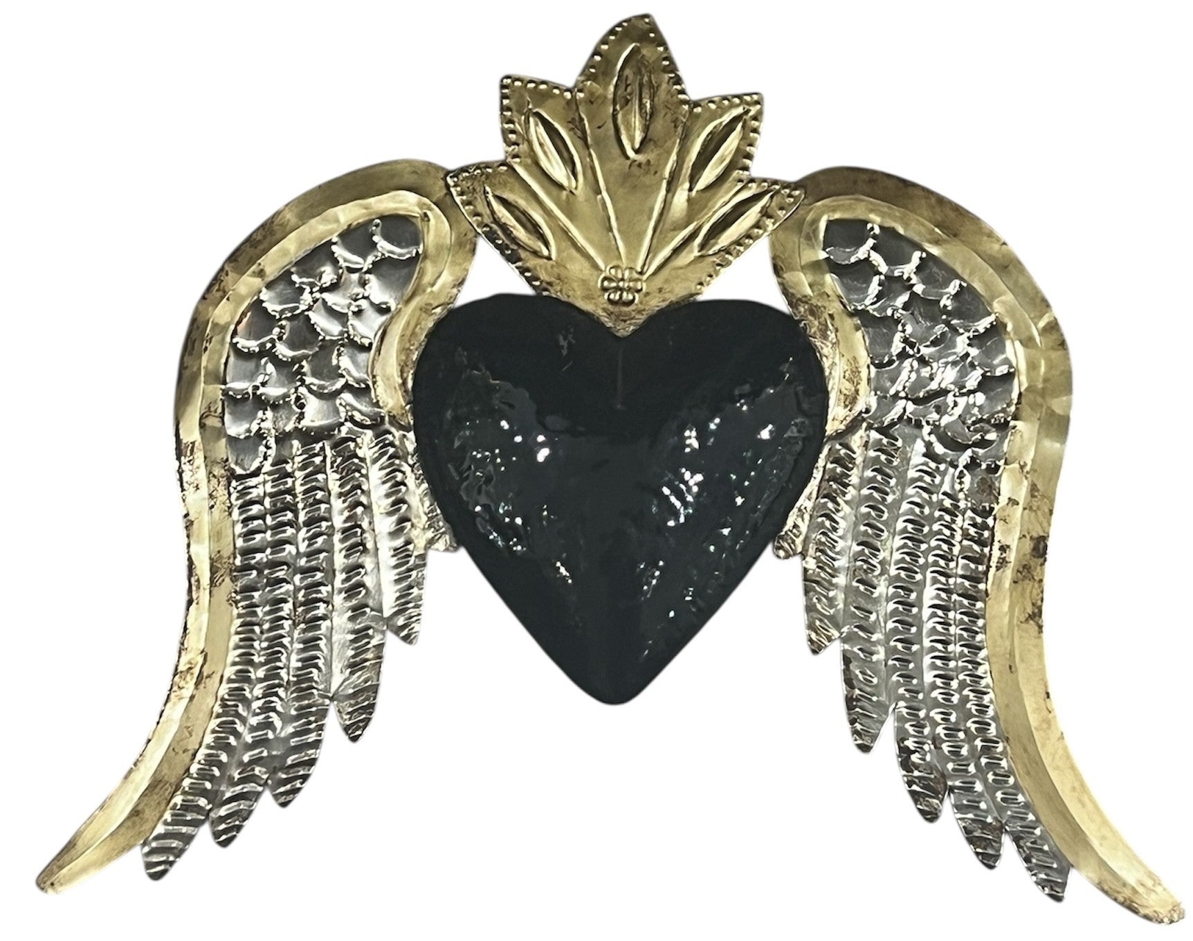COEUR EX VOTO ESPERANZA NOIR ARTISANAT MEXICAIN